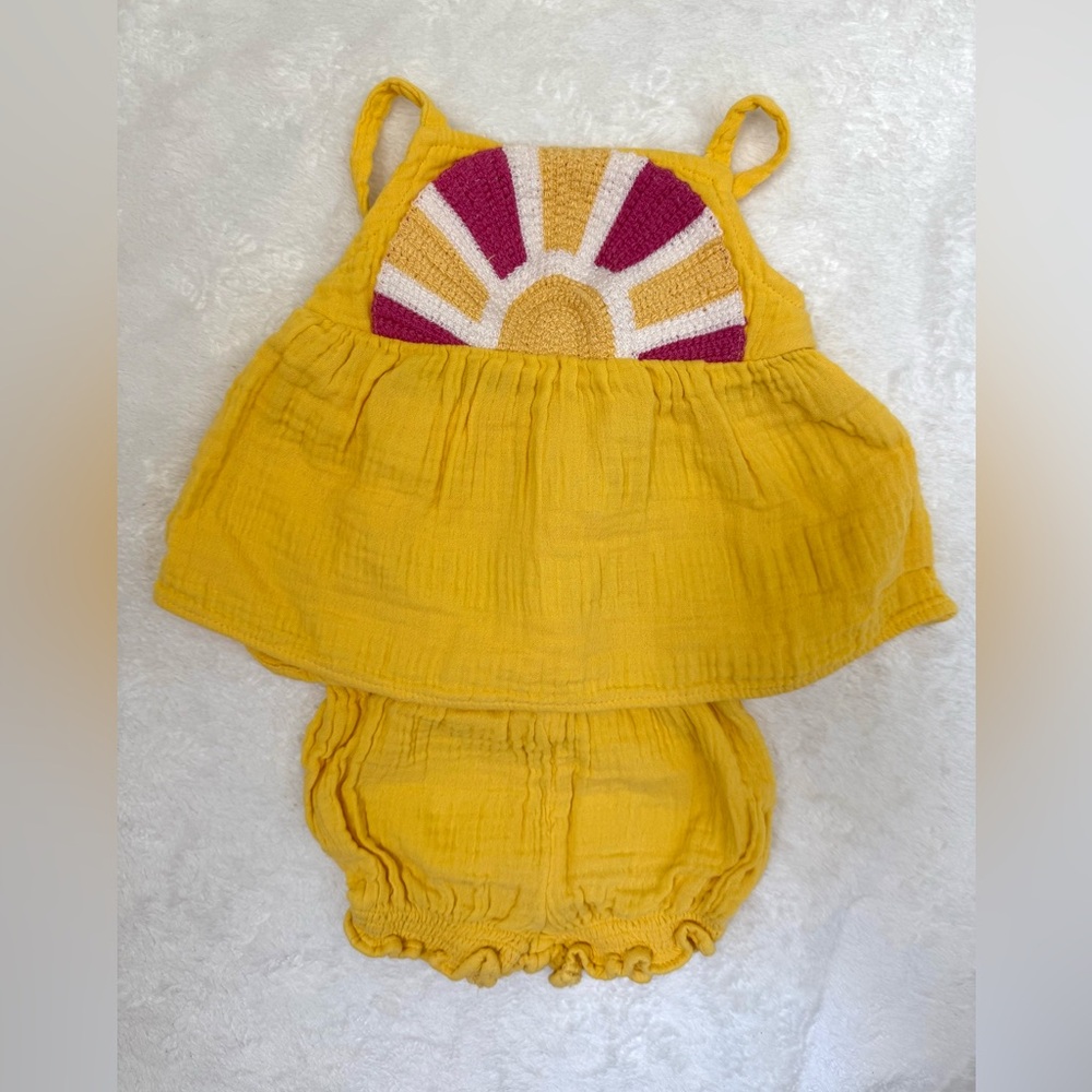 Old Navy Yellow Sun Crochet Tank Dress with Bloomer Set